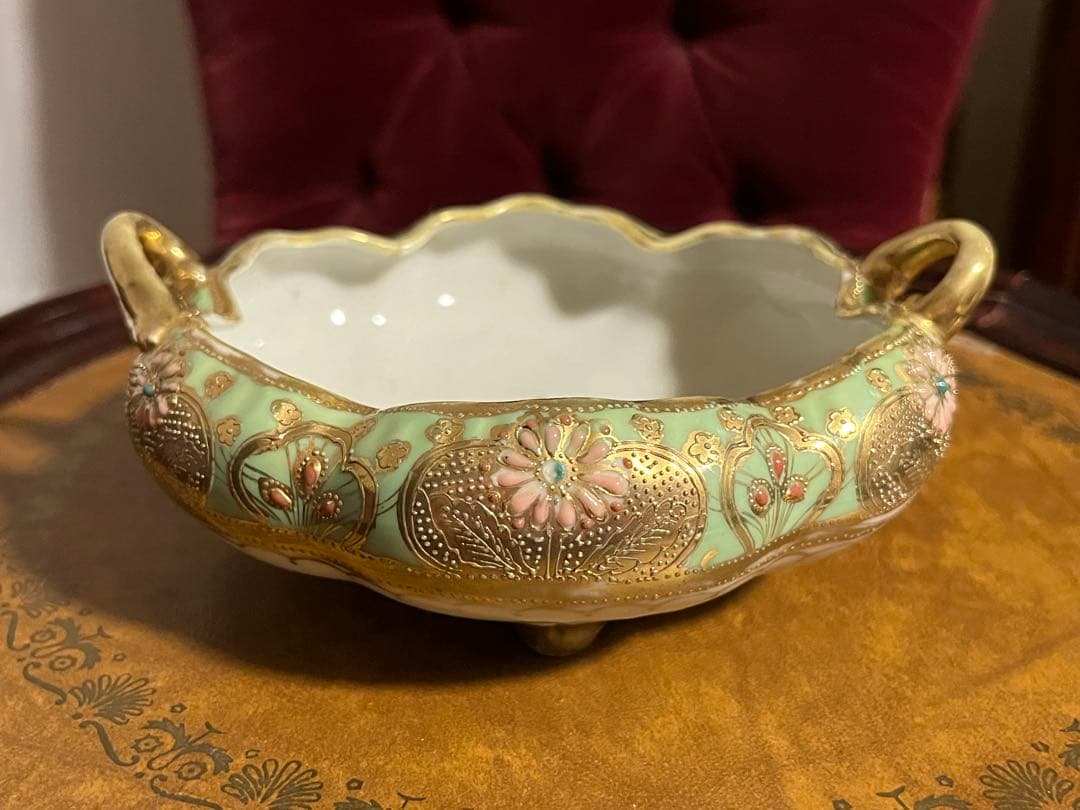 オールドノリタケ　メイプルリーフ印　金彩装飾　陶器ボウル