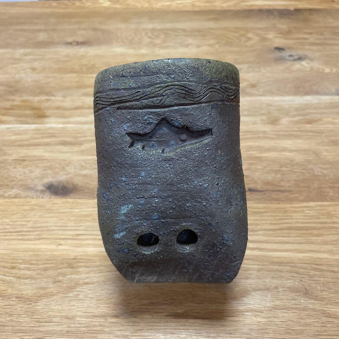 中川伊作　魚文　花生　知花南蛮焼き　ぎょもん　はないけ