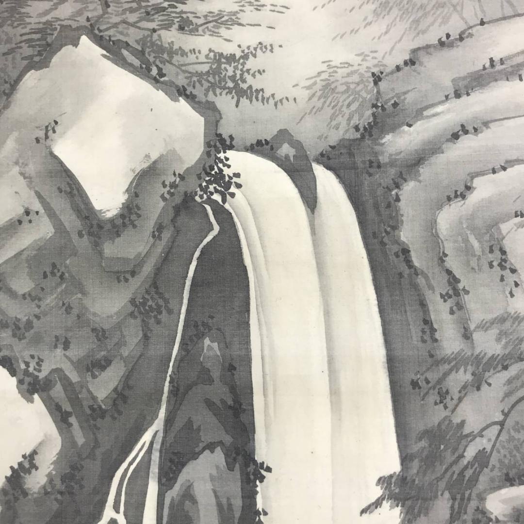 【真作】師氏貫行/滝山水図/掛軸/名家伝来/AD-164