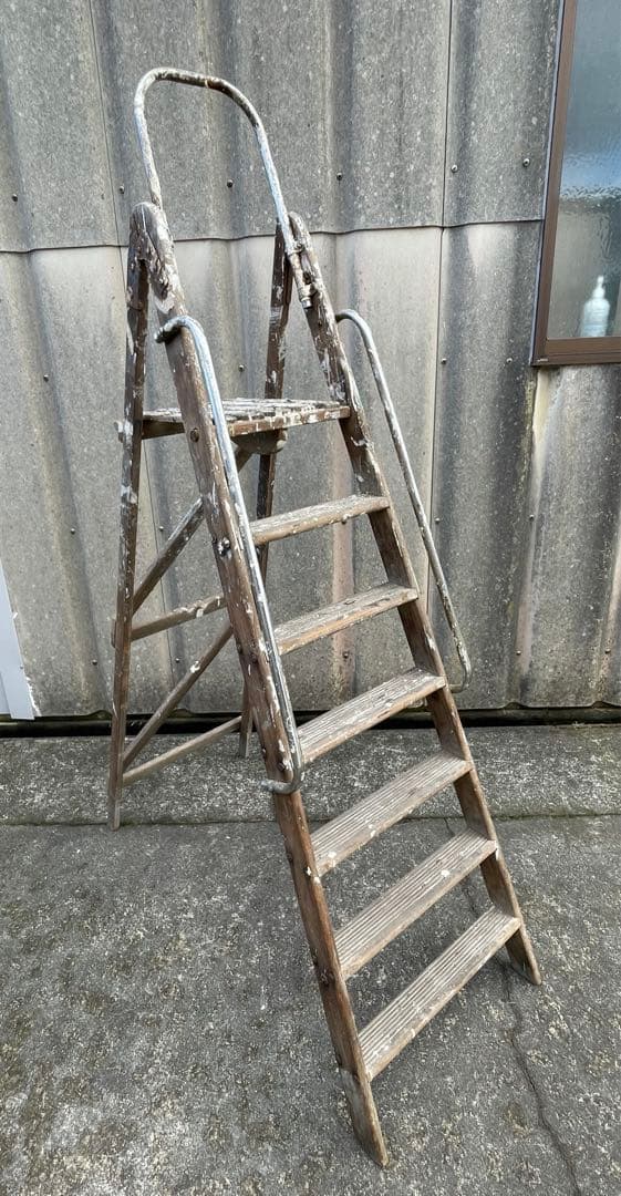ビンテージ/イギリス/英国製/木製/大型/ラダー/脚立/ディスプレイ/店舗什器③