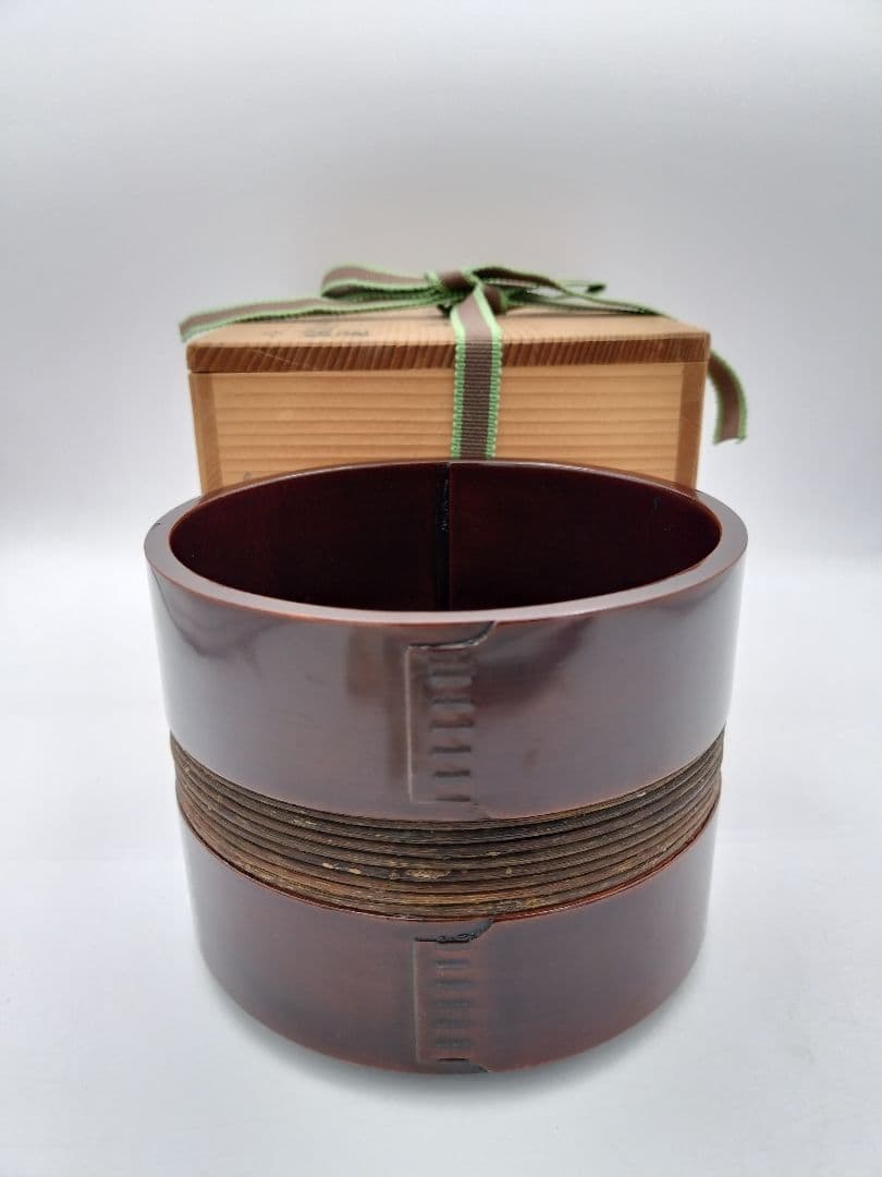 c740 淡々斎好写鮓桶建水 吉野鮨桶 谷弐郎 木箱 茶道具 古物