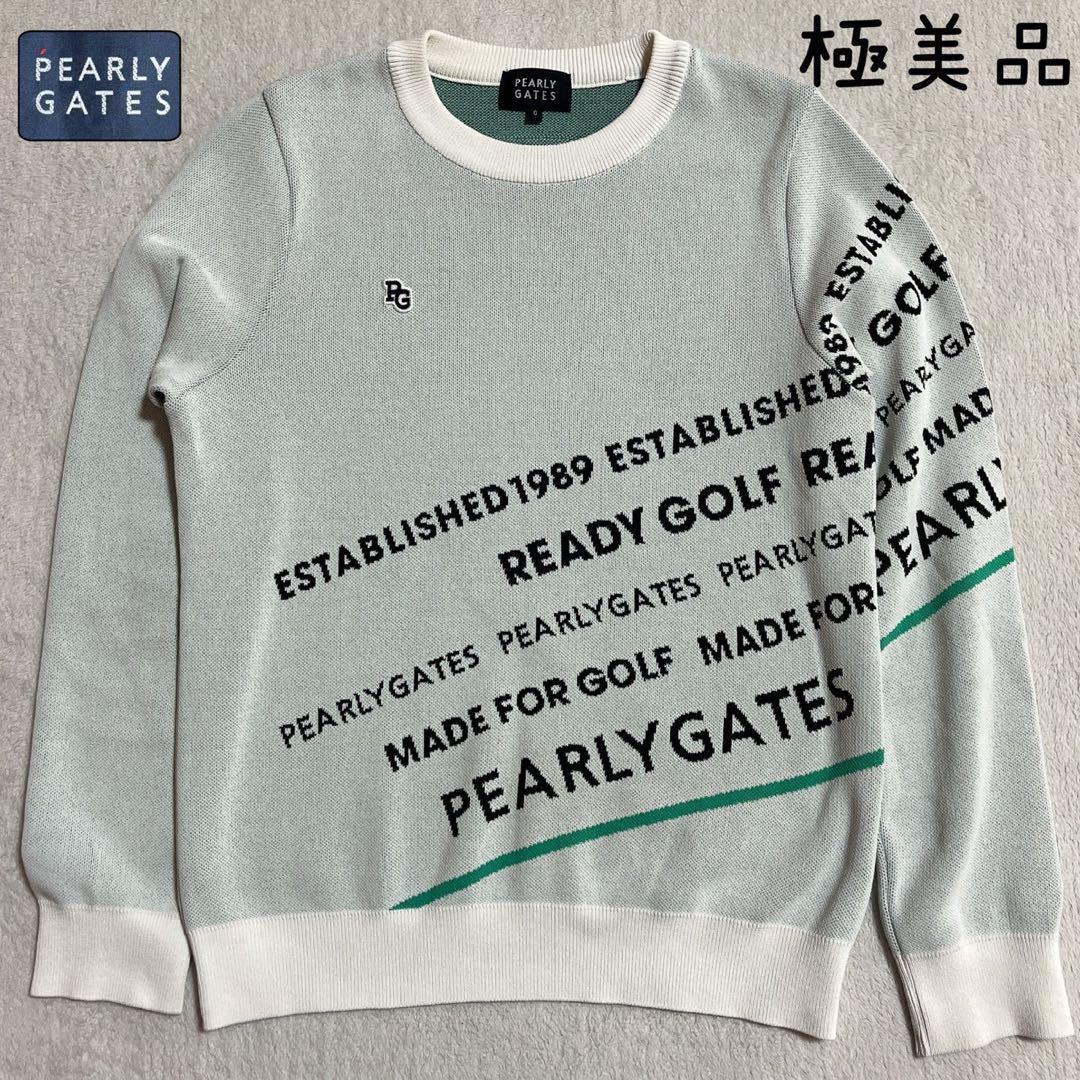 極美品　2024年　パーリーゲイツ　コットンビーム　バイヤスロゴ ニット　白