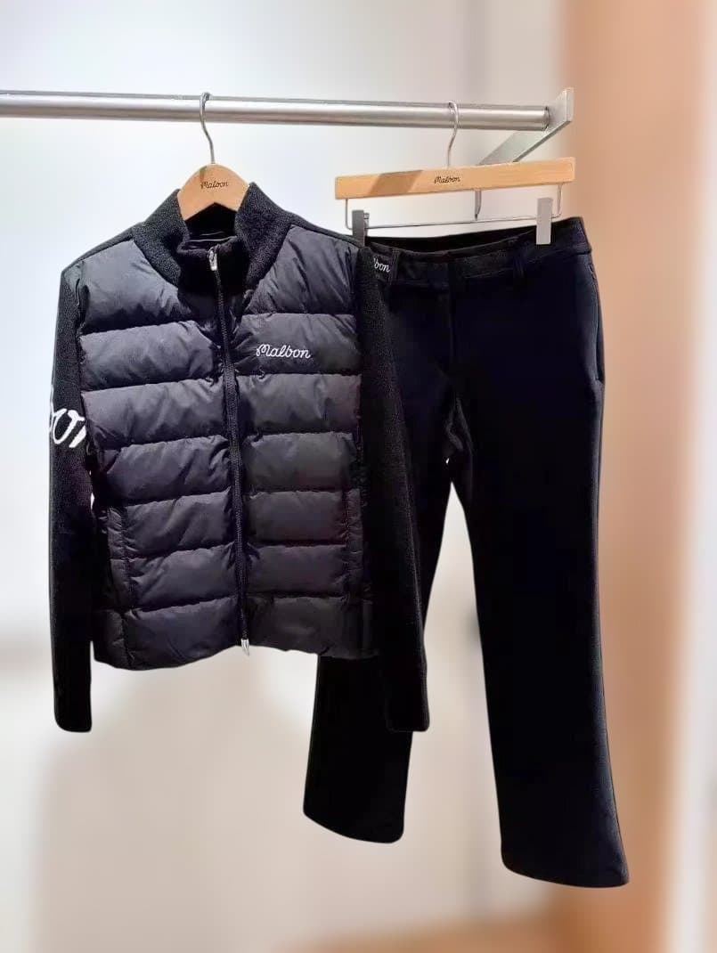 Malbon ゴルフ レディース ダウン ニット ジップアップ 冬モデル