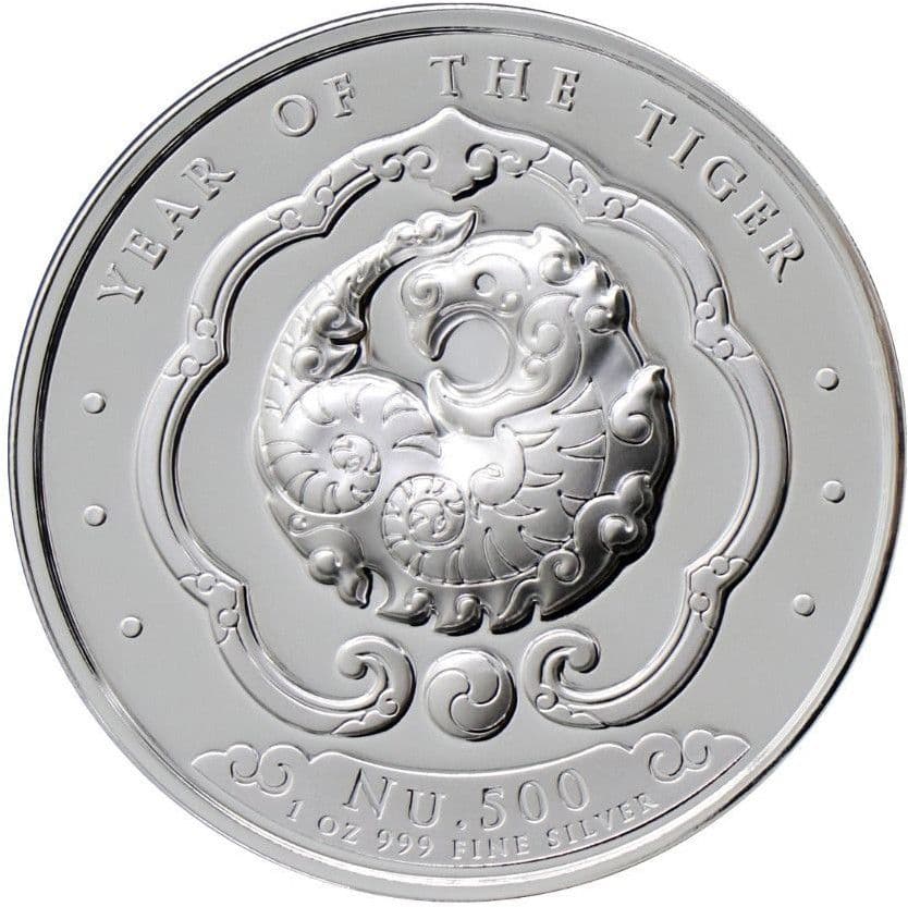 2022年 ブータン王国十二支虎 1オンス 銀貨 純銀