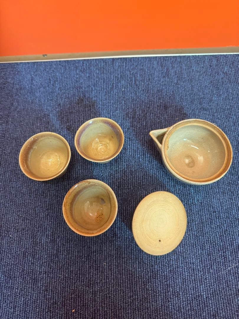 1582 萩焼　宝瓶1客　湯呑3客