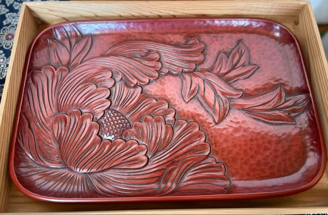 【鎌倉彫】博古堂　長方盆