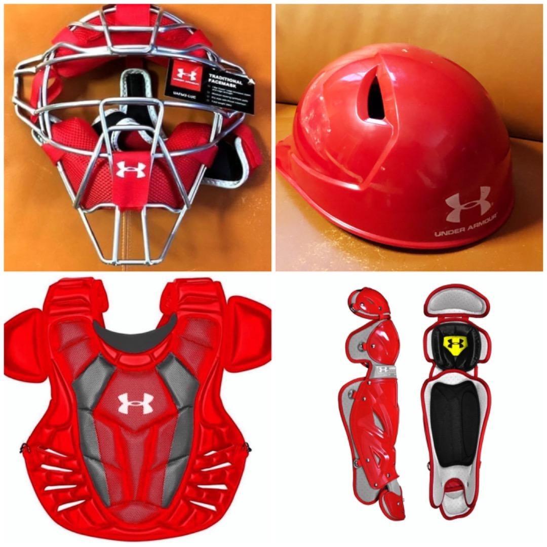 新品★USA限定発売モデル☆アンダーアーマー☆キャッチャー４点セット大人用☆赤
