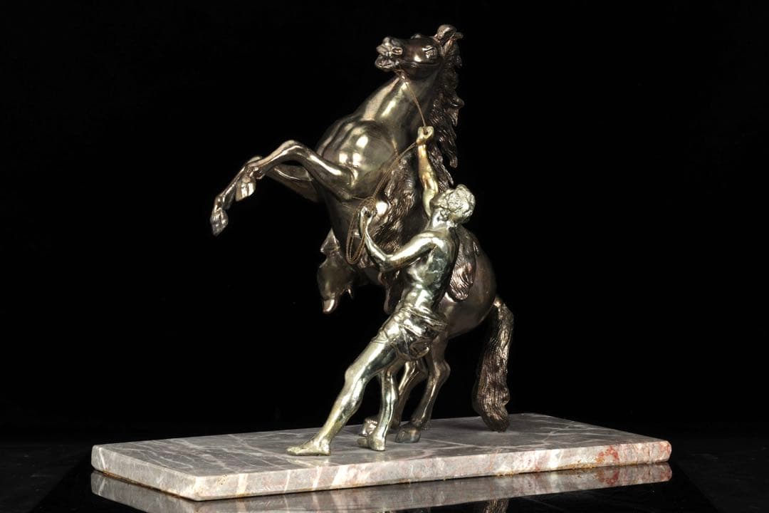 【西洋刻美術】フランス作家 金属彫刻像 『Marly horse マルリーの馬』