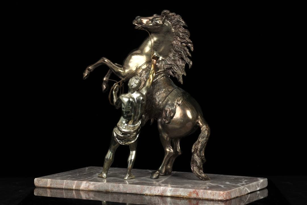 【西洋刻美術】フランス作家 金属彫刻像 『Marly horse マルリーの馬』