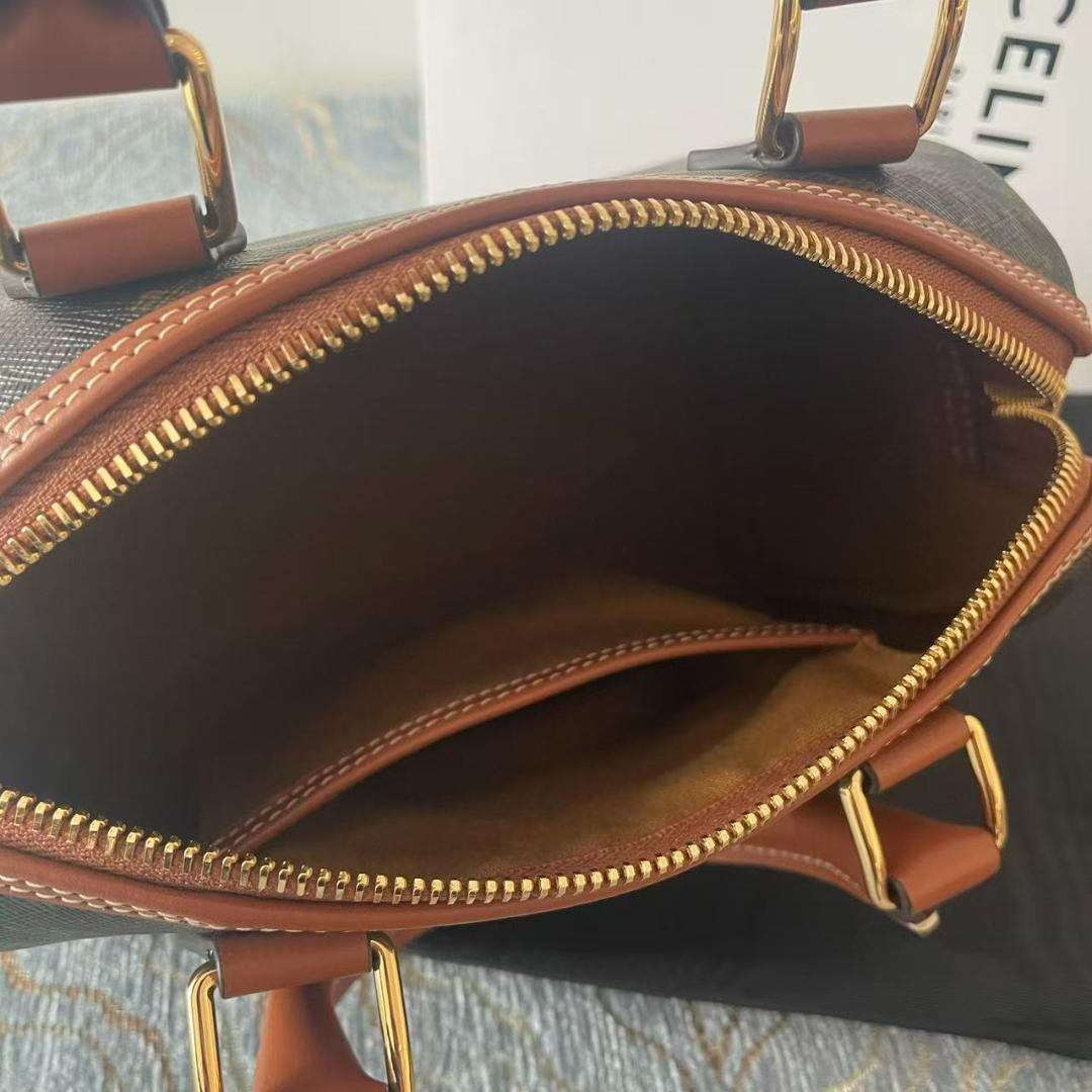 美品 スモールボストン トリオンフキャンバス＆カーフスキン