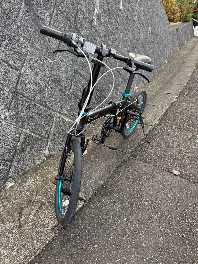 送料込みRENAULT 折りたたみ自転車 ブラック/ターコイズ