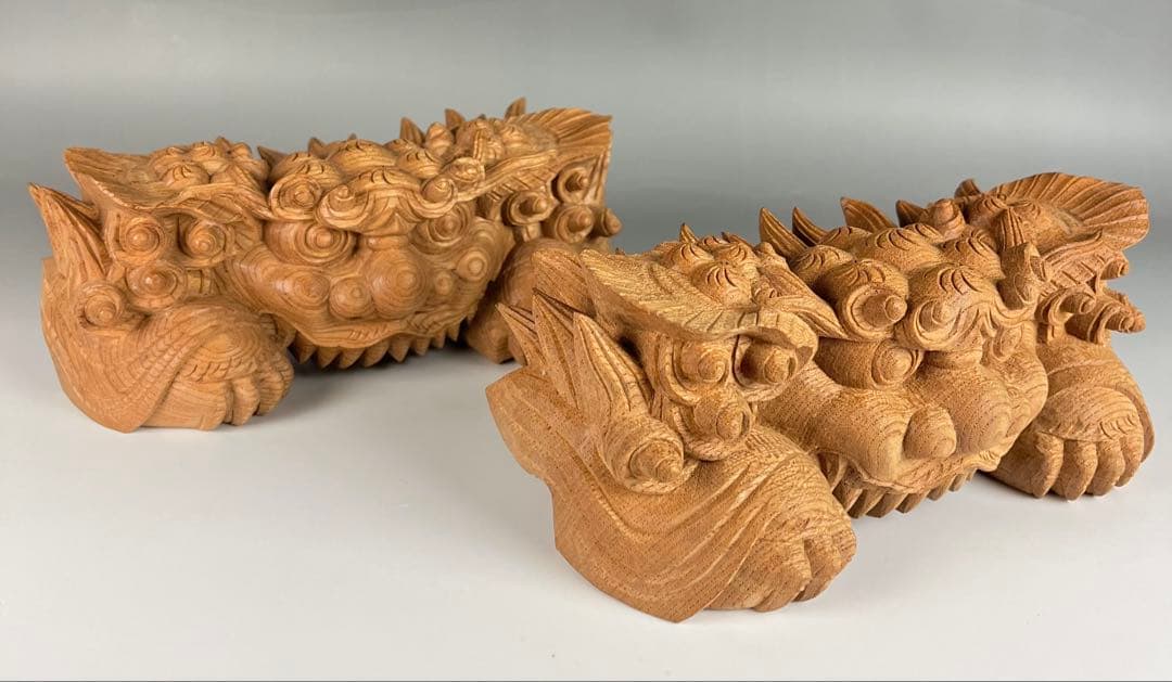 【木彫　獅噛】2個セット　獅子噛み　鬼板　だんじり　地車　曳山　山車　祭り屋台