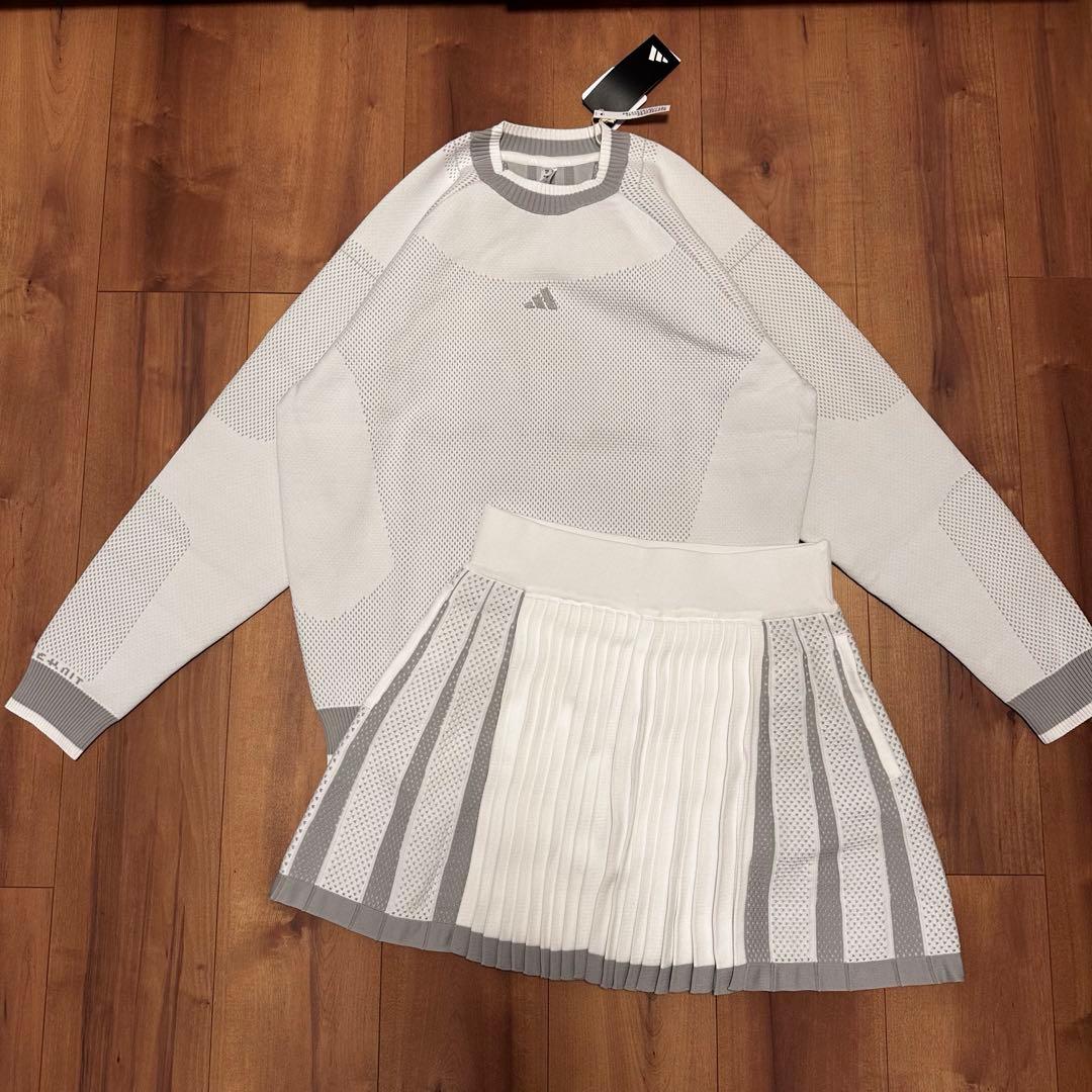 長袖セーター　オーバーサイズ　プリーツスカート　ニット　セットアップ　秋冬　新品