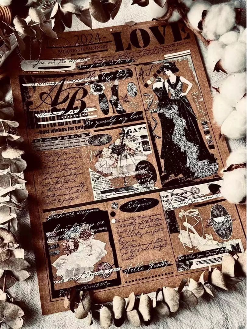 霖蓝汐原创手账《素材排版框》海外マスキングテープ　マステ 【2238】