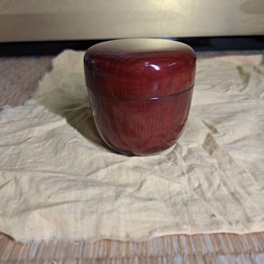 駒沢春斎(7代駒沢利斎)摺漆塗　梅図松の木中棗共箱　茶道具　漆器