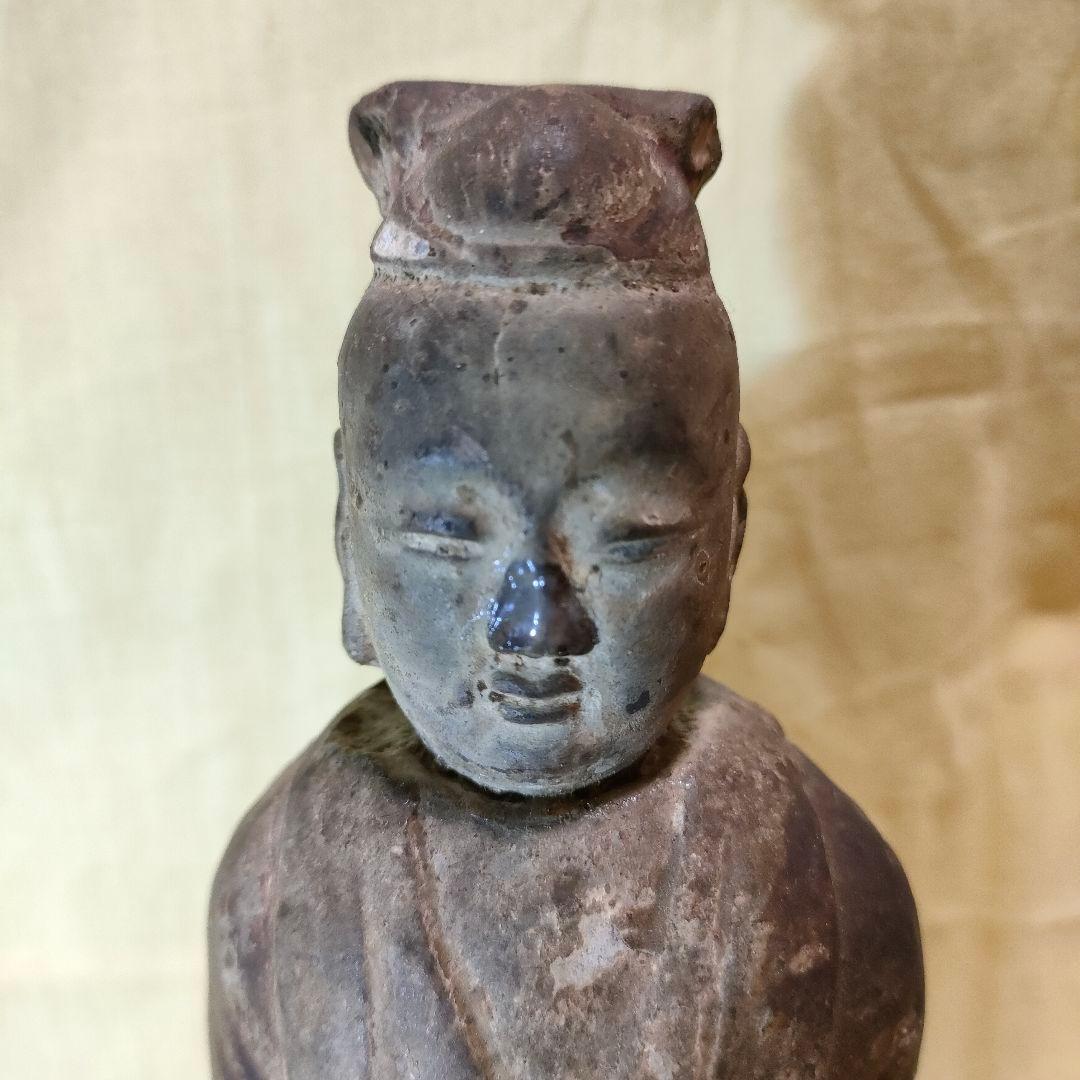 加彩人物俑　侍者　中国古陶　古玩