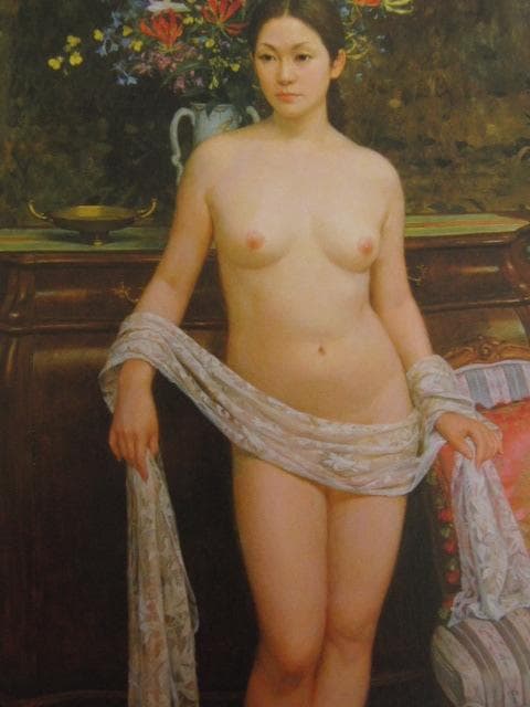 中山忠彦、【花と裸婦】、希少な額装用画集より、新品額装付、状態良好