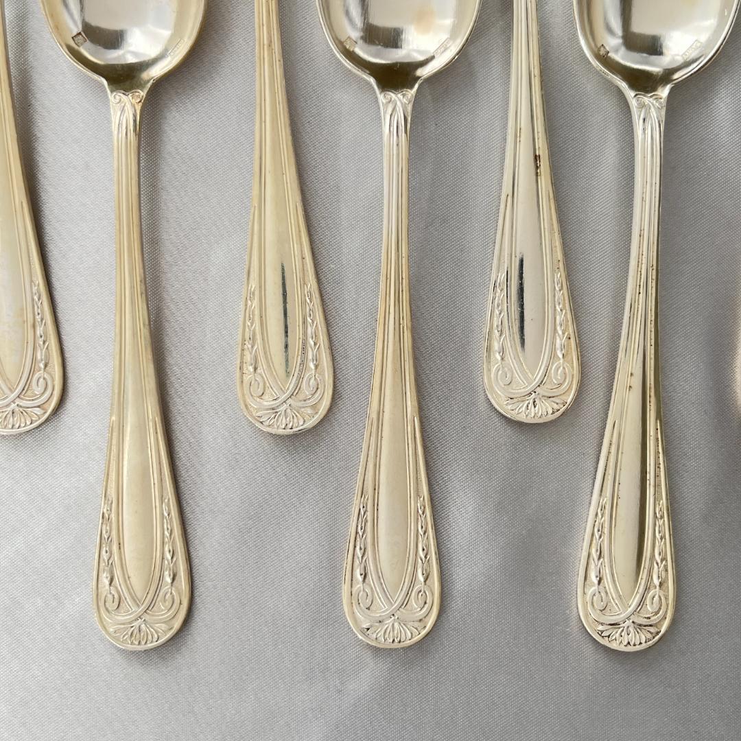 【仏蘭西】 レリーフ コーヒースプーン 12本【シルバープレート】アールヌーボー