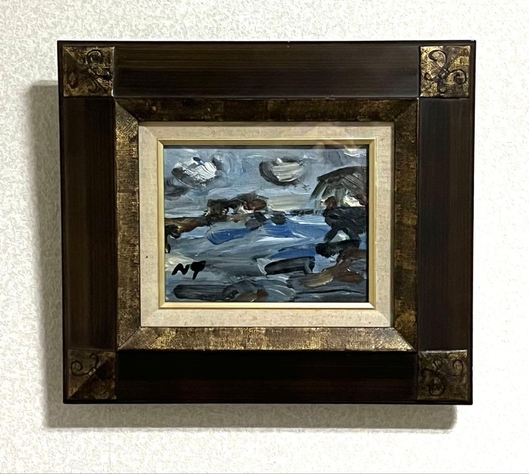 【自作】油彩画 「海岸風景」　F0号