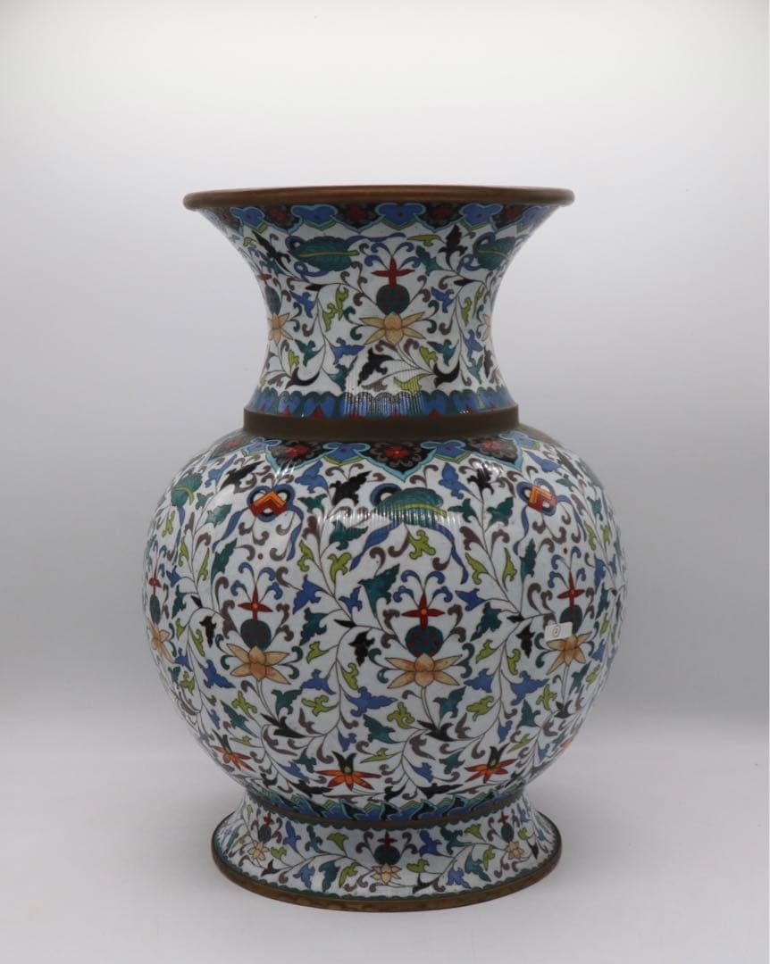 岐No33 中国七宝焼　大瓶　銘あり　アンティーク　送料込み0504