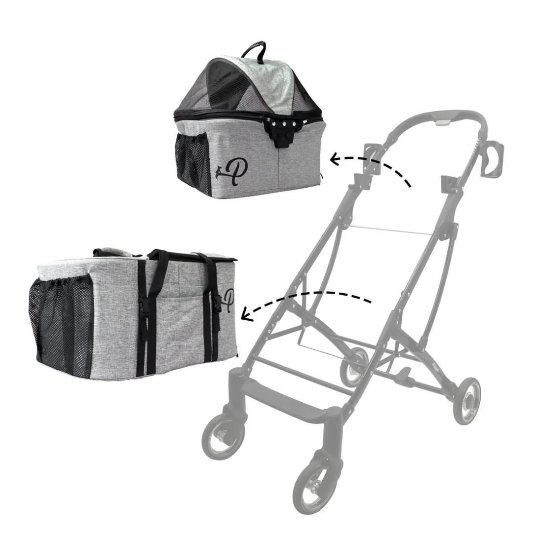 訳あり ペティーク デラックスダブルデッカー ペットストローラー カート 犬 猫