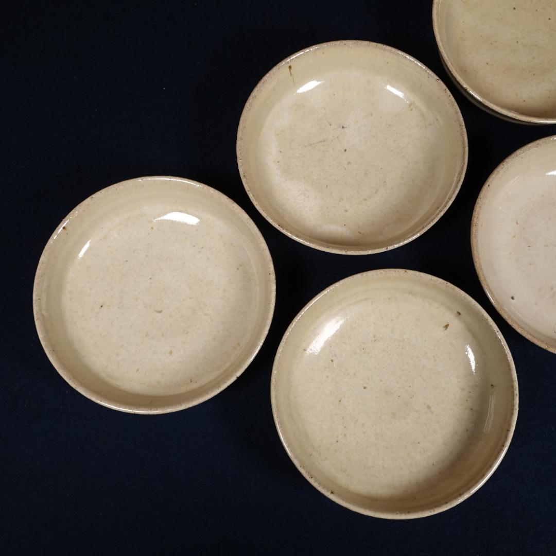 灰釉の釉調抜群 高鶴淳（父 高鶴元）薪窯 孟宗竹灰釉皿 平向付 5客 共箱