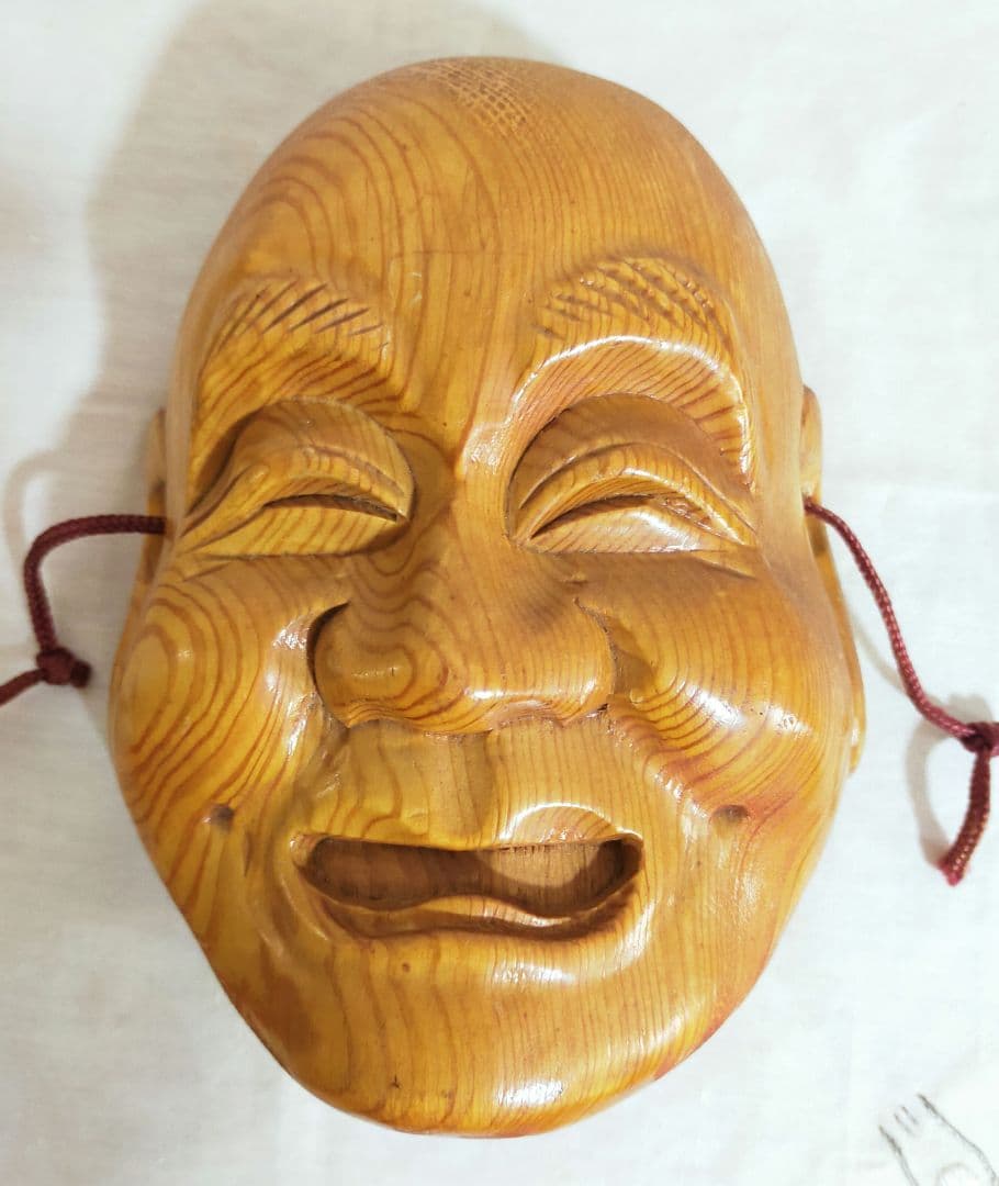 セール　天然木　木彫り神楽能面　飾面