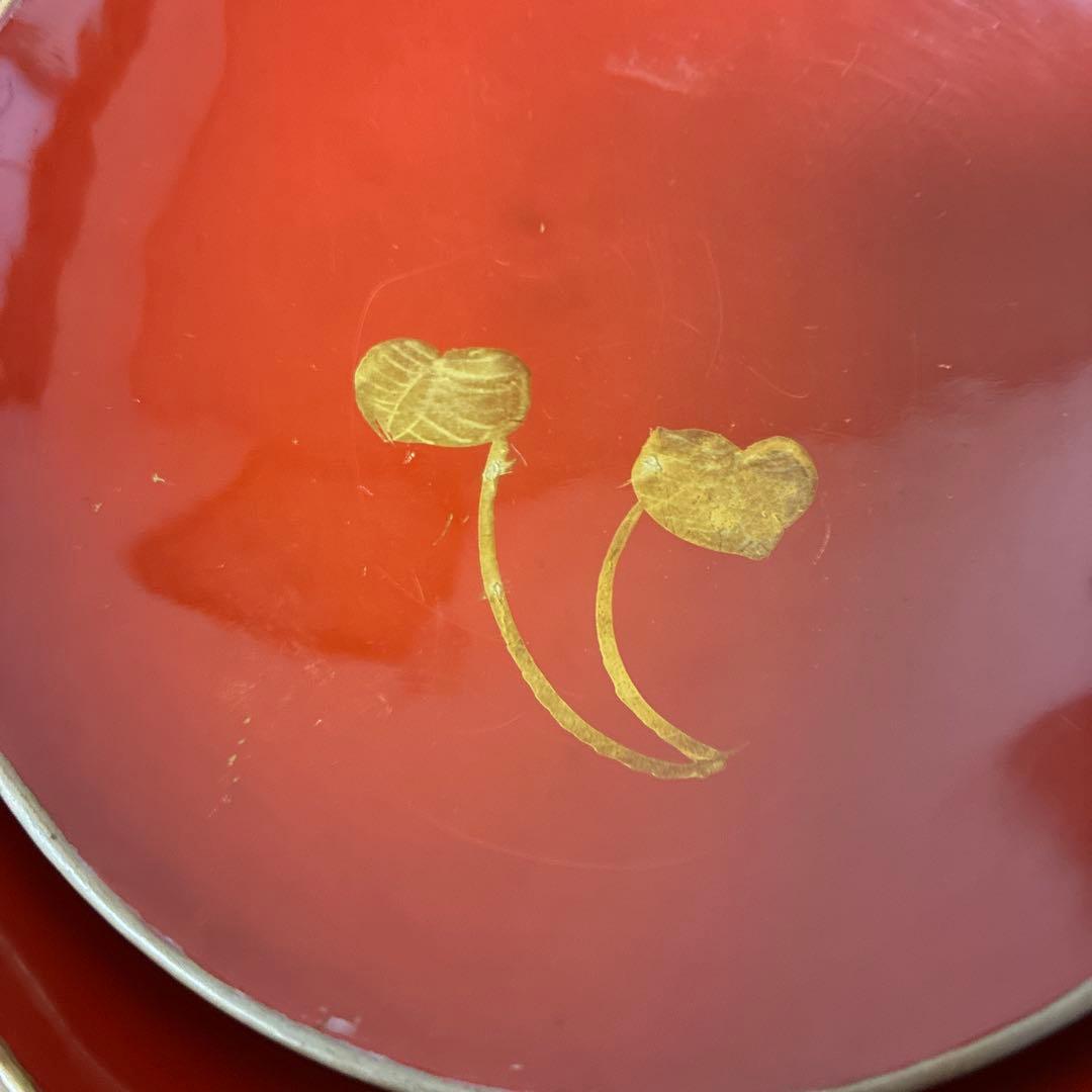 漆器　金絵　朱　蓋付椀　10客　共箱 骨董品