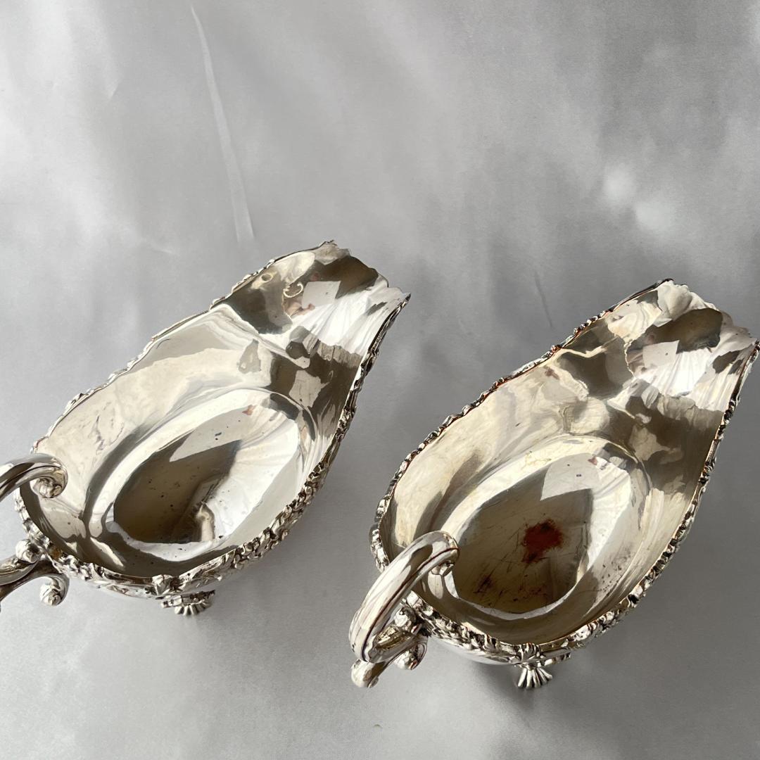 【英国】 ソースボート グレービーボート ペア【シルバープレート】