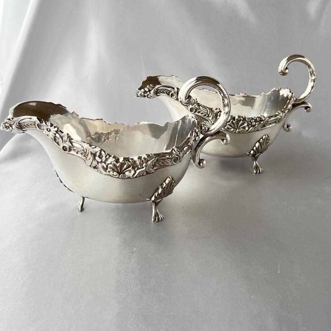 【英国】 ソースボート グレービーボート ペア【シルバープレート】