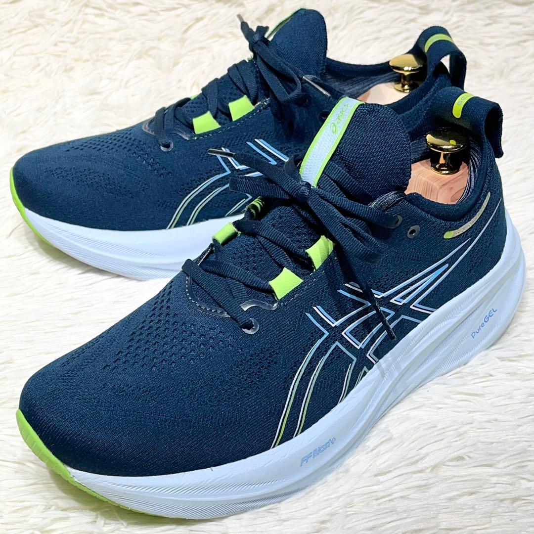 極美品☆アシックス ゲルニンバス26 ブルー 26.5㎝ ランニング ジョギング