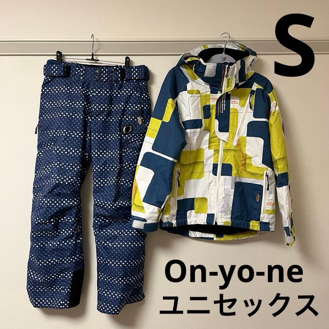 【入手困難】on yo ne スキーウェア ユニセックス 青・黄・白 幾何学模様