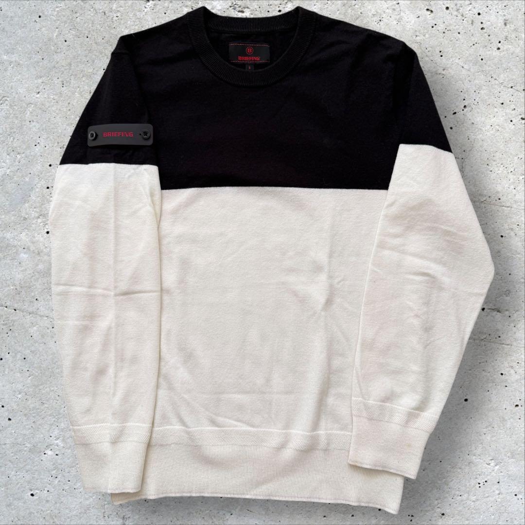ブリーフィングゴルフ　ニット　S相当　黒　白　バイカラー　レーヨン素材