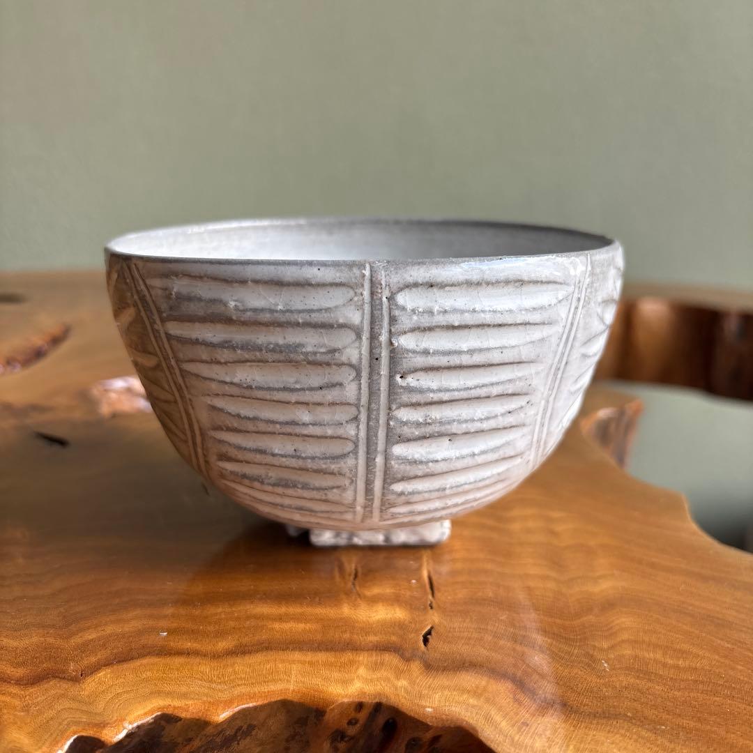 「俵茶碗」長山窯 抹茶碗 茶道具 共箱 (7)