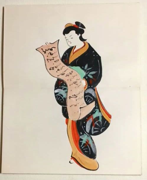 槙岡芦平（槙岡鬼佛の実子)の大津絵画帖手書きサイン入り（肉筆19図柄)昭和期