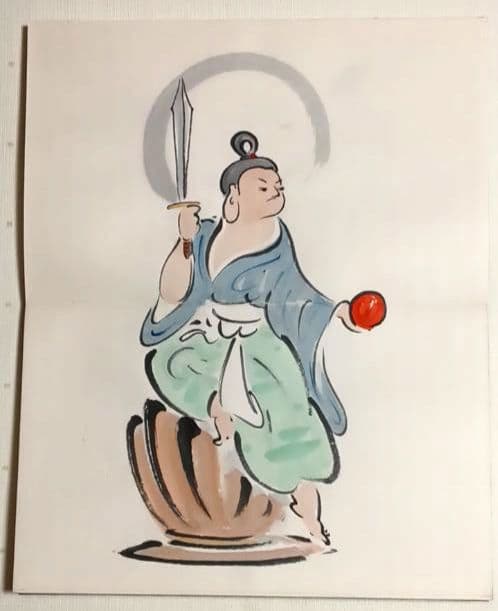 槙岡芦平（槙岡鬼佛の実子)の大津絵画帖手書きサイン入り（肉筆19図柄)昭和期