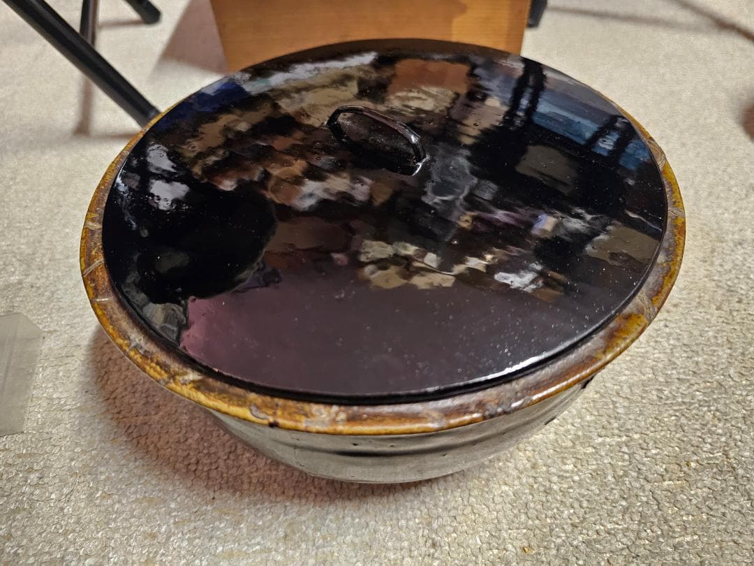 叩き黒唐津 水差し 貝伏目跡 お茶道具 古唐津