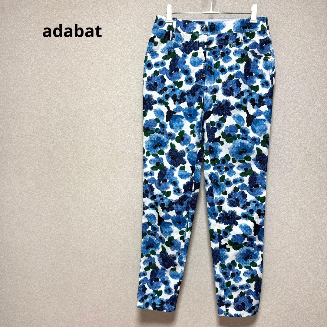 【新品タグ付】adabatアダバット・ゴルフパンツ　花柄ブルー　総柄　M