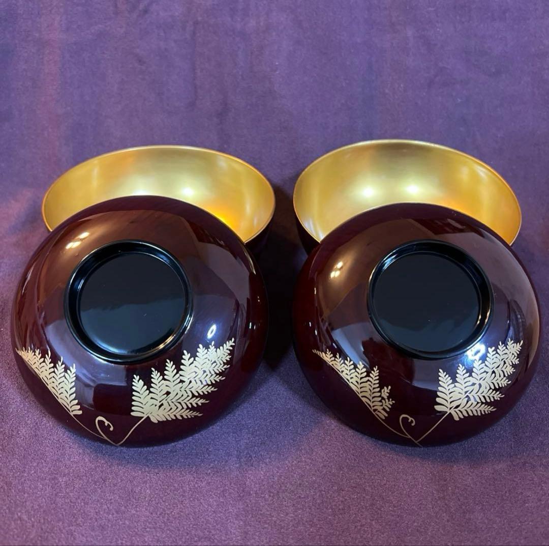 会津塗り　白木屋漆器店　汁椀　5客　木製　漆塗り　工芸品　蒔絵