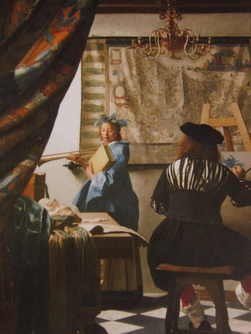 ヨハネス・フェルメール、「絵画芸術」、希少な画集の額装画