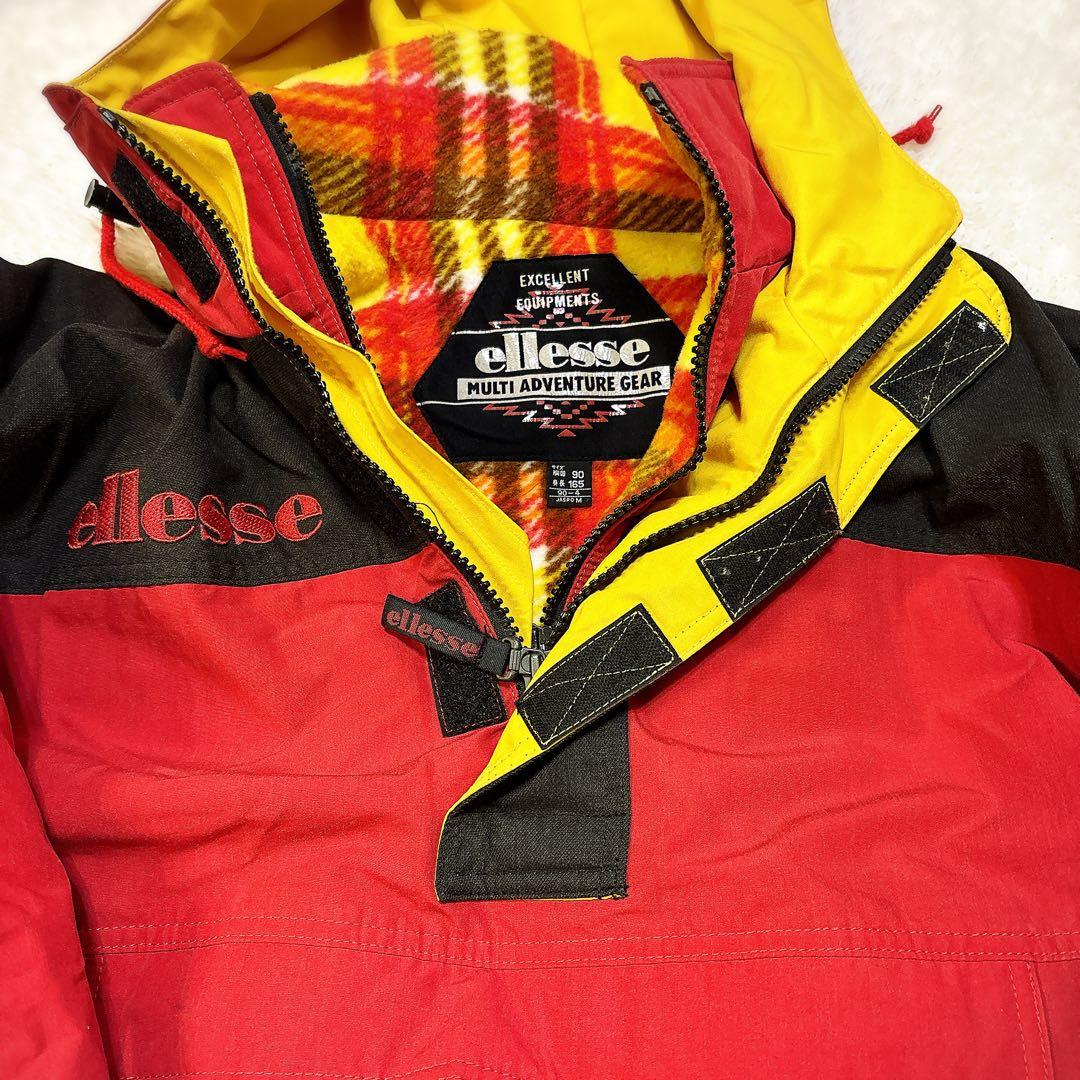 ellesseエレッセ スキーウェア 上下 M 90s レトロ 赤 黒　y2k