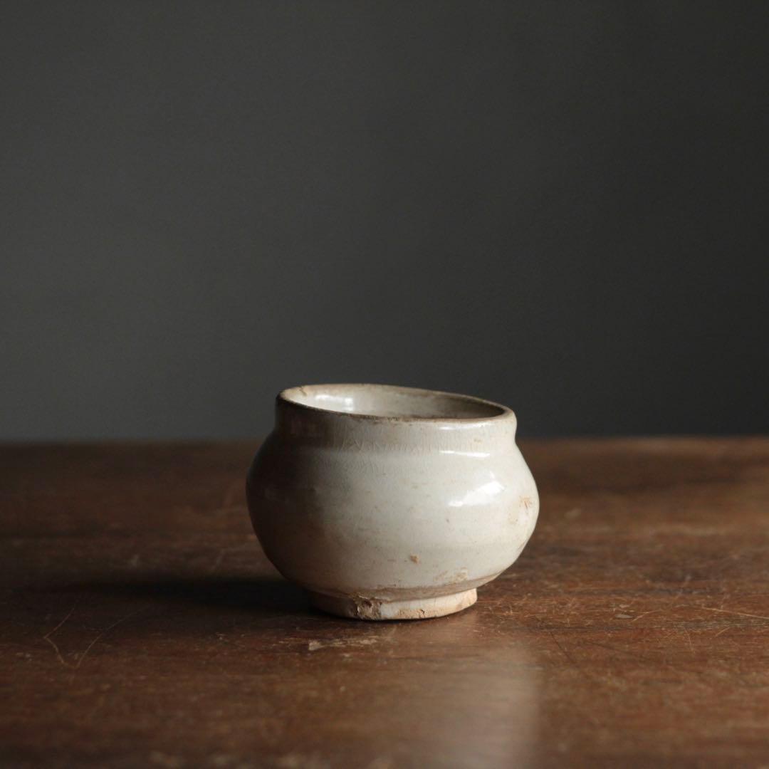 中国 白化粧土 小壺 茶碗 中国美術 古美術 古道具 アンティーク 茶道具