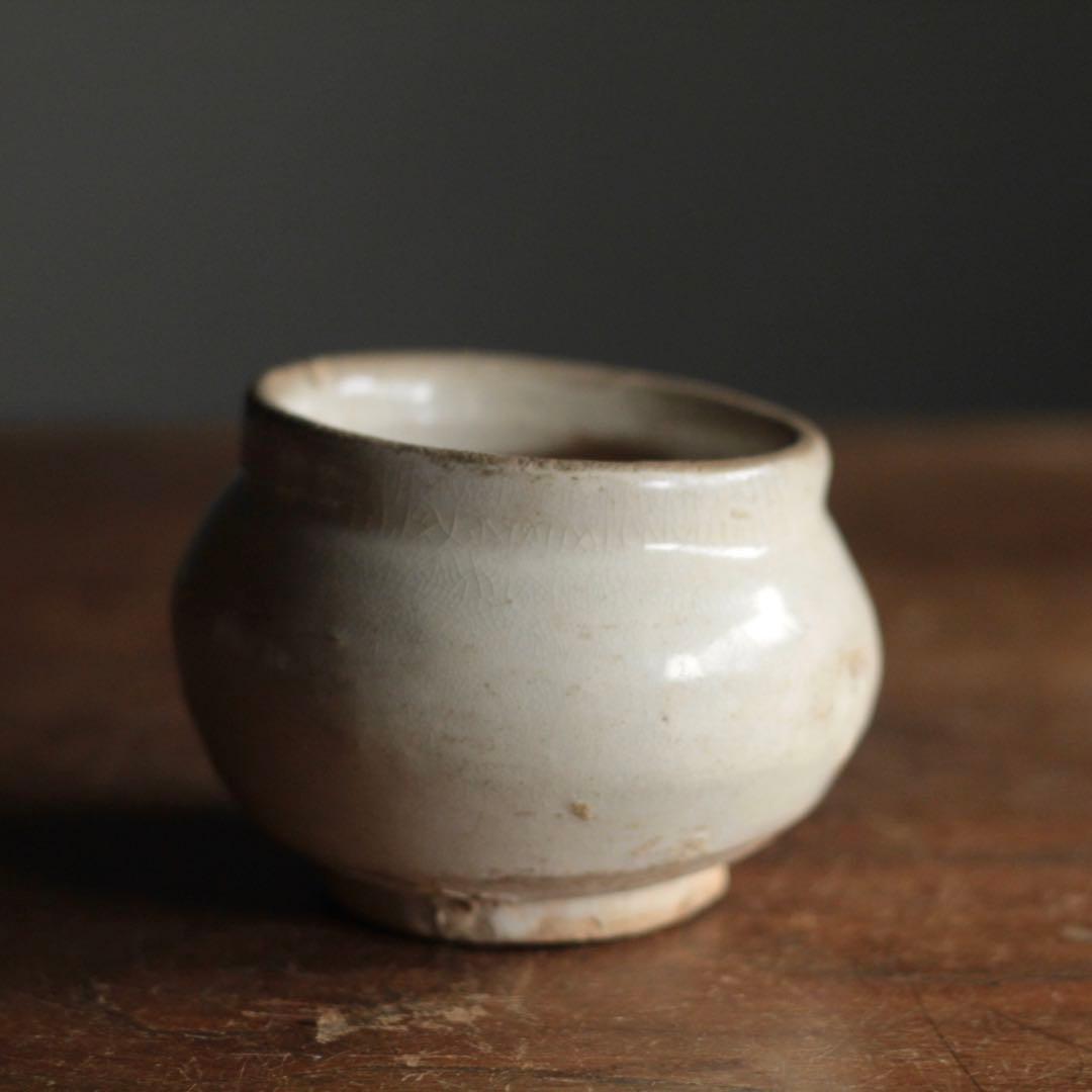 中国 白化粧土 小壺 茶碗 中国美術 古美術 古道具 アンティーク 茶道具