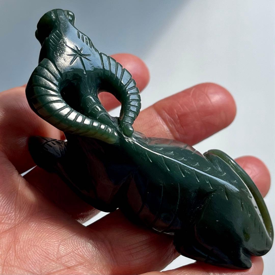 和田玉 青玉 藍青 古翡翠 彫刻 手彫り 牛 ネフライト 軟玉 アンティーク