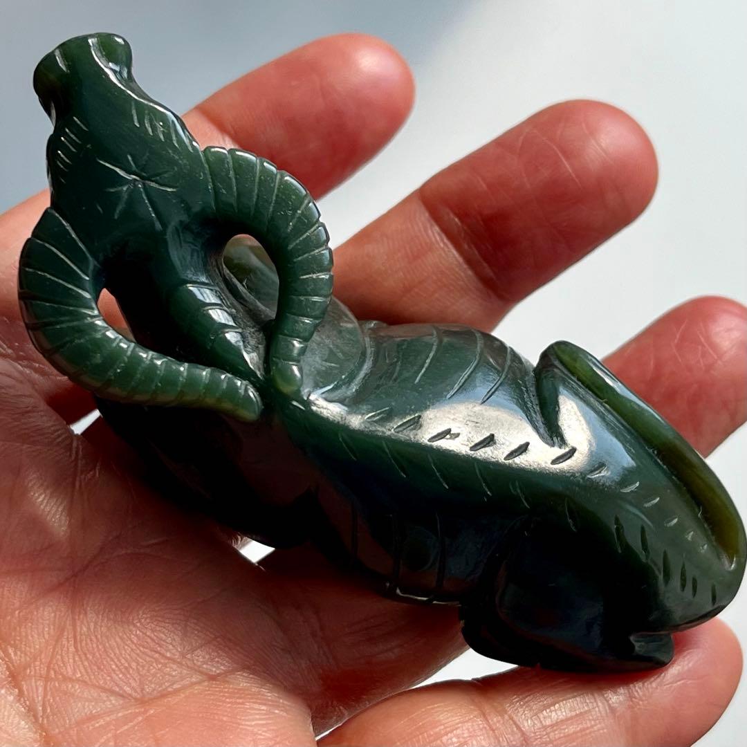 和田玉 青玉 藍青 古翡翠 彫刻 手彫り 牛 ネフライト 軟玉 アンティーク