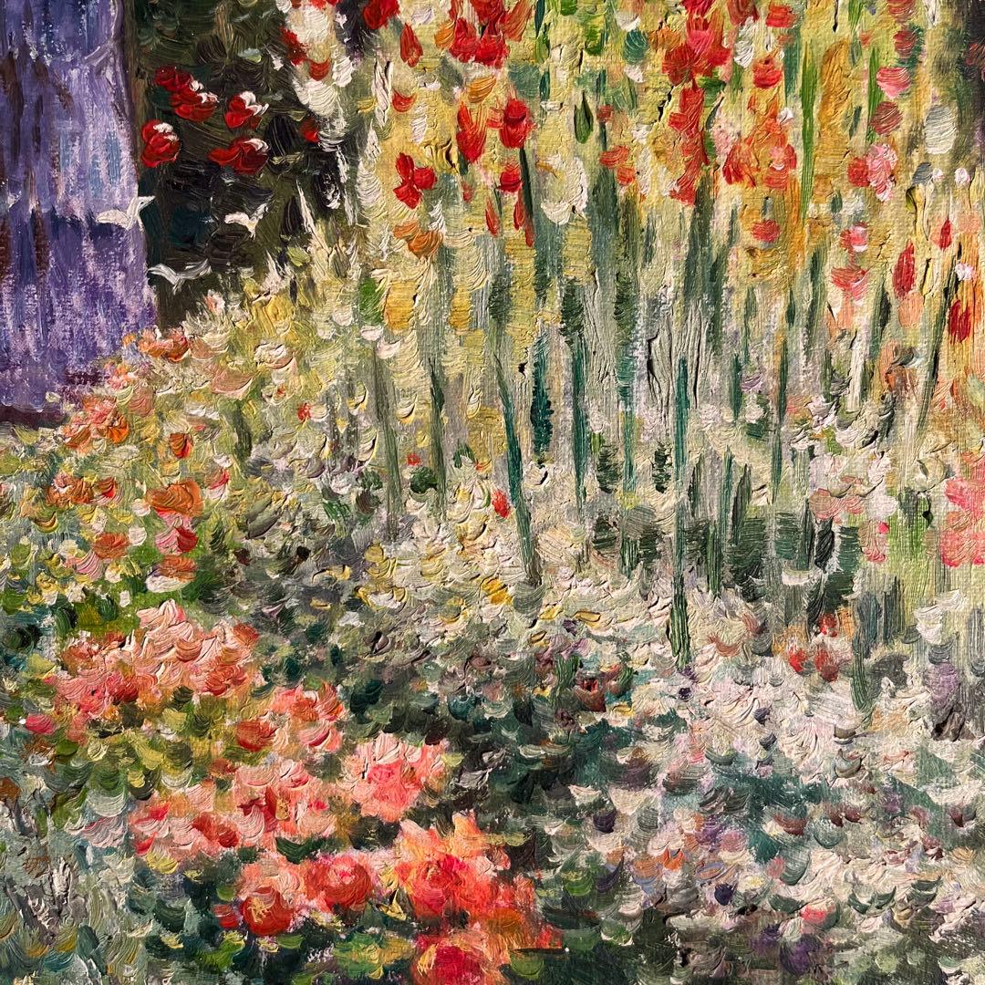手書き油絵 クロード・モネ グラジオラス 額付き 肉筆絵画 インテリア 油彩画