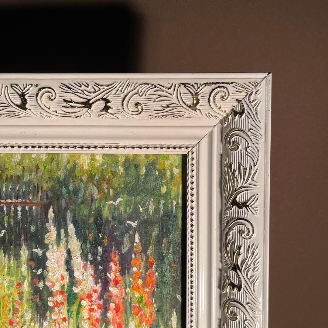 手書き油絵 クロード・モネ グラジオラス 額付き 肉筆絵画 インテリア 油彩画