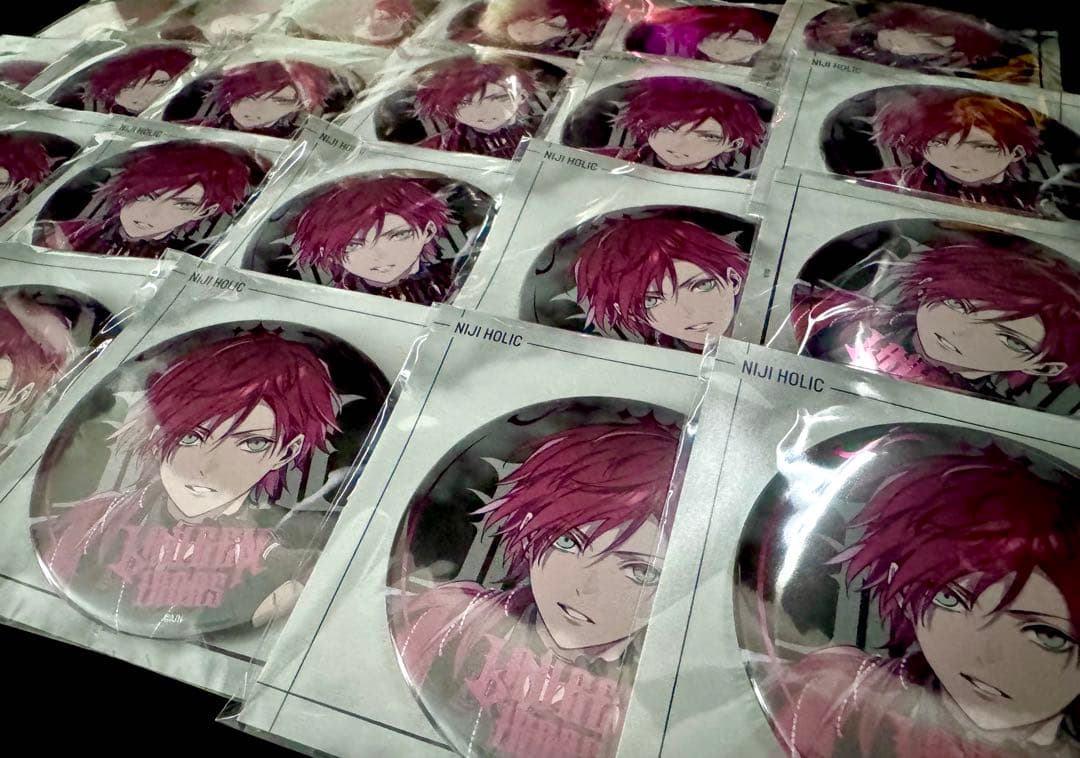 【NIJI HOLIC】 ビッグ箔押し缶バッジ(ローレン・イロアス)×24個