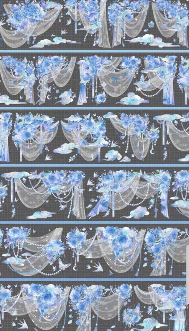 海外 PETテープ マスキングテープ 青カーテン