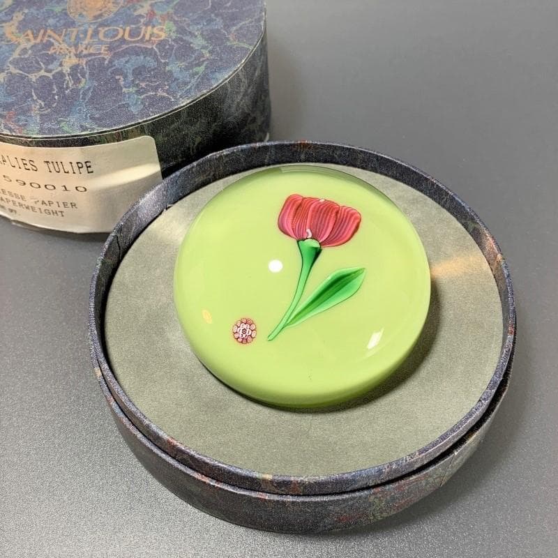 希少 SAINT LOUIS サンルイ クリスタルペーパーウェイト チューリップ